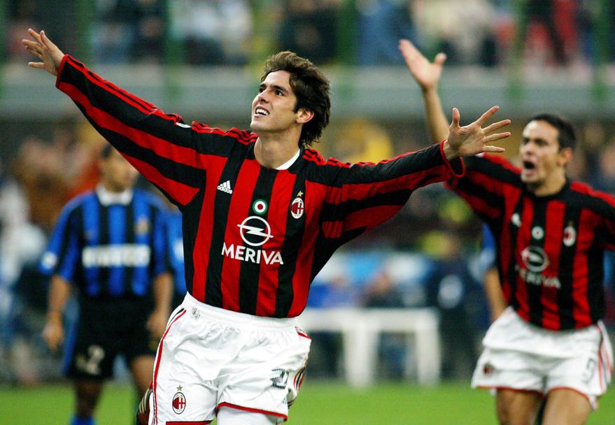 Ricky Kakà segna il primo gol con la maglia del Milan il 5 ottobre 2003: è il giorno del derby con l&#39;Inter. Afp